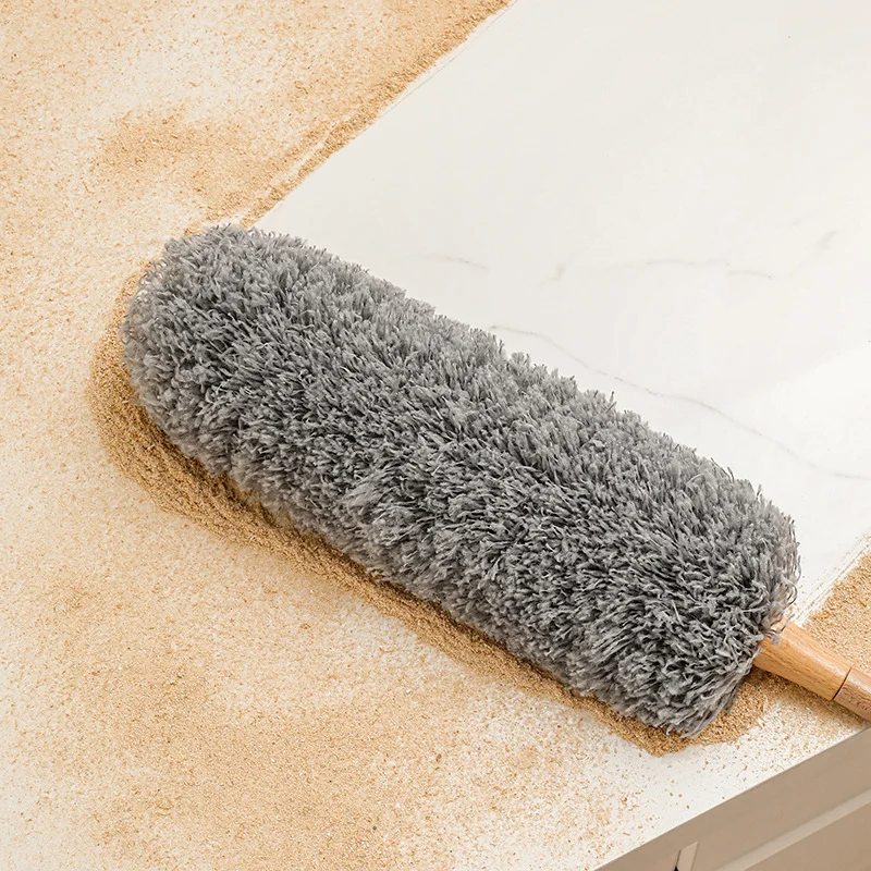 Anti-static yellow and grey wool duster brush，A good helper for home cleaning image 5