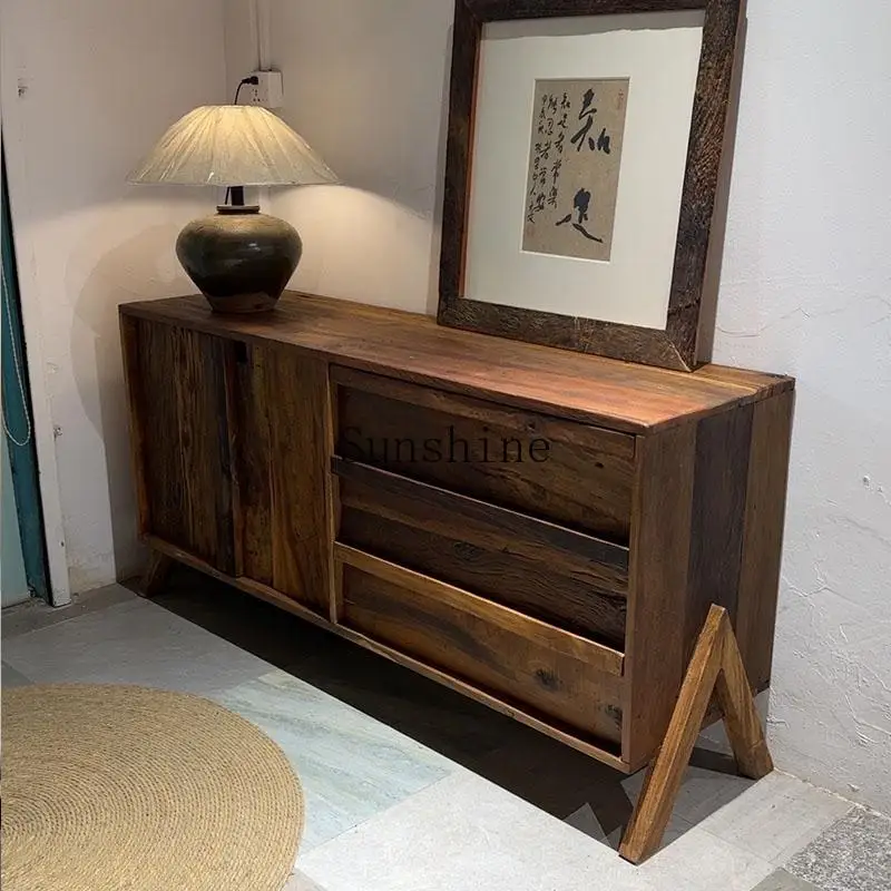 

Wabi Sanfeng old wood solid wood entrance against the wall dining side B & B retro storage locker