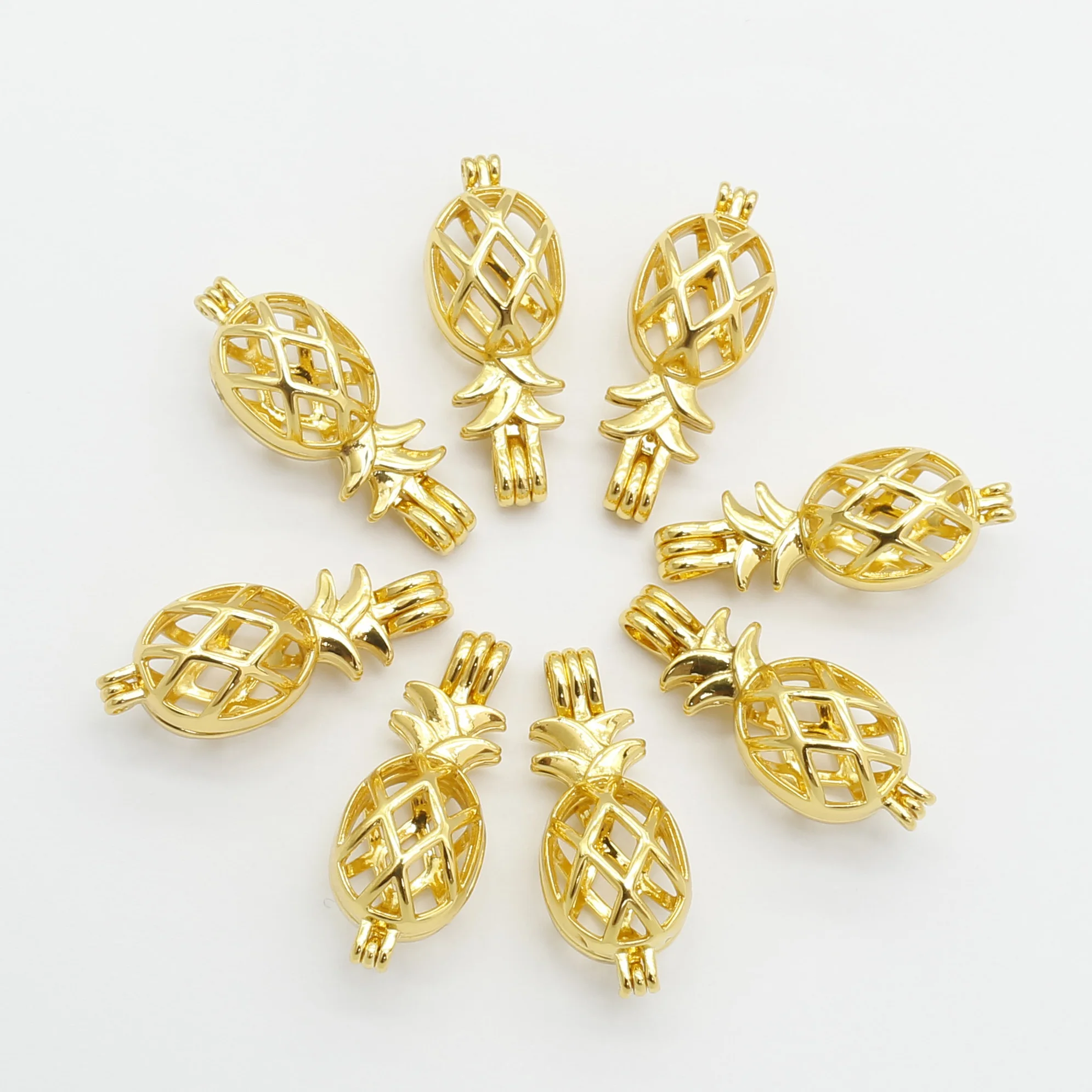 

10pcs Pineapple Pearl Cage Locket Pendants Aromatherapy Essential Oil Diffuser Necklace Locket For DIY Jewelry Making