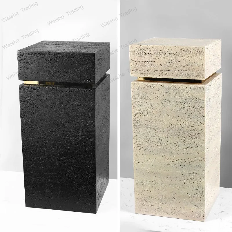 Light luxury ornament marble sculpture table base, living room TV cabinet next to floor entrance art display table base
