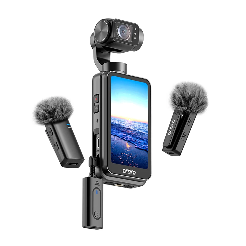 Ordro M5 5K Vlogカメラキット アクションポケットカムコーダー ワイヤレスマイク付き YouTuber向け動画撮影用