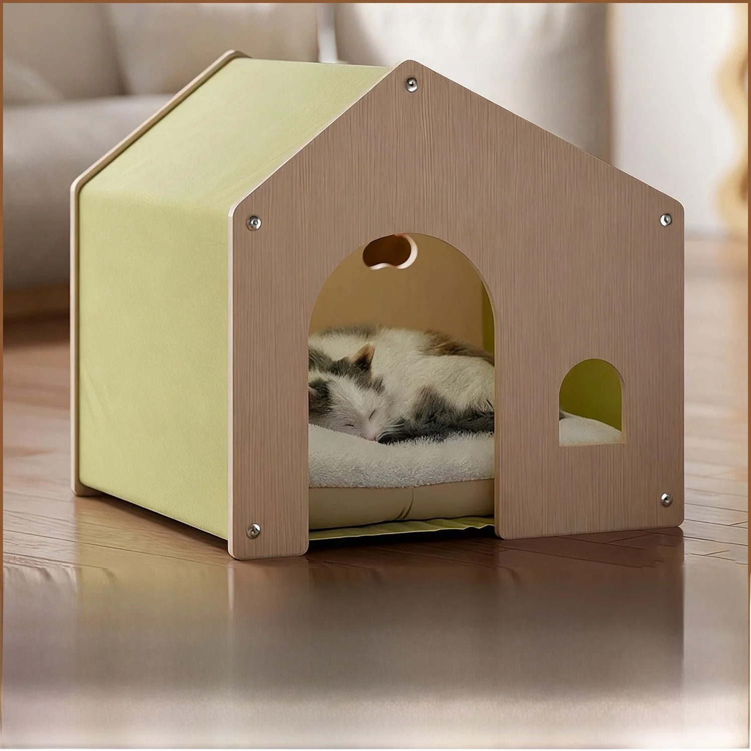 

Eco-Friendly Wood Dog Bed Nursery Multi-Season Universal Detachable Waable Pet Home Comfortable Cool Design