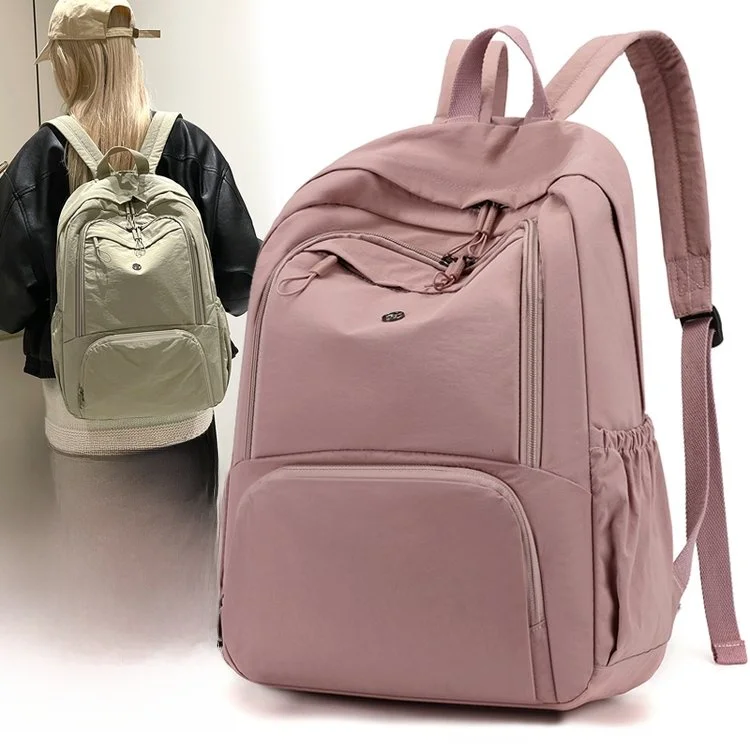 

Lightweight Large Capacity Nylon Backpack Women's Travel Bag Dual Shoulder Simple Match Universal Double Back Waterproof Bookbag
