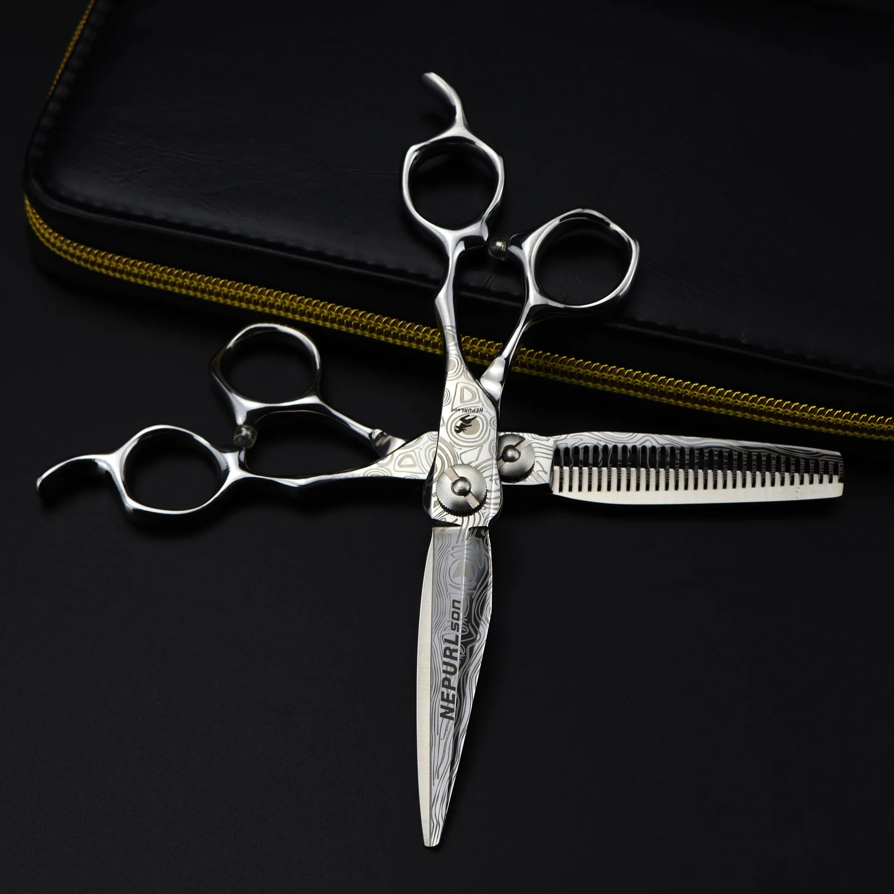 

Nepurlson 6.0 Damascus Pattern Professional Hair Salon Scissors Cut Barber Tools Haircut Shear Hairdressing Scissors