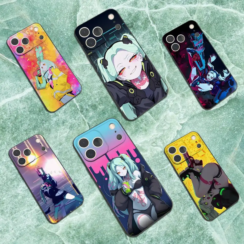 

Cute R-Rebecca C-Cyberpunks Case For iPhone 17,16,15,14,13,12,11 Plus,Pro Max,XS,X,XR,SE,Mini,8,7,Soft Silicone Black Cover