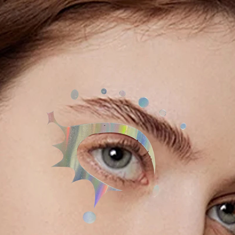 Colorful Eyes Makeup Stickers Laser Eye Eyeliner Eyebrows Face Art Sticker Decals Halloween New Year Festival Party Decorations