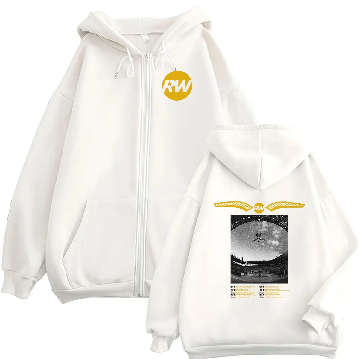 Rapper Robbie Williams Tour 2026 Zipper Hoodie Men's Vintage Fashion Long Sleeve Jacket Sweatshirt Hip Hop Loose Pullover Hooded