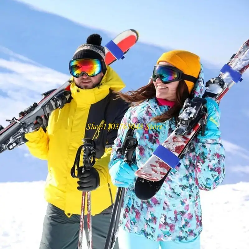R53E 6pcs حزام التزلج على التزلج على التزلج على التزلج علاقات التزلج على شريط تخزين شريط تخزين مع وسادة واقية سهلة الاستخدام