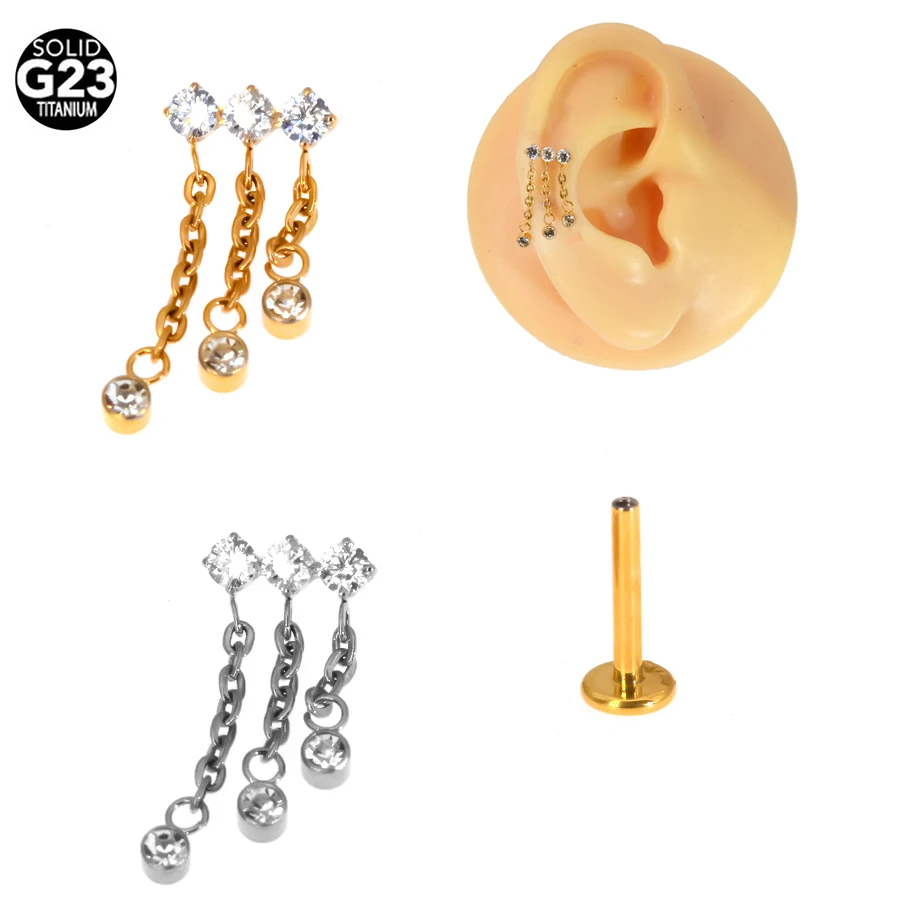 الزركون هيئة ثقب المجوهرات ، G23 التيتانيوم سلسلة ، استرخى الأذن ترصيع ، الزركون أعلى Labret ، الأذن شماعات سلاسل ، منحني بار قلادة
