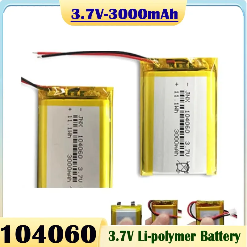 104060 3000mAh  3.7V Lithium Polymer Rechargeable Battery for Tablet PC Camera GPS Navigator MP5 DVR Bluetooth Speaker Player