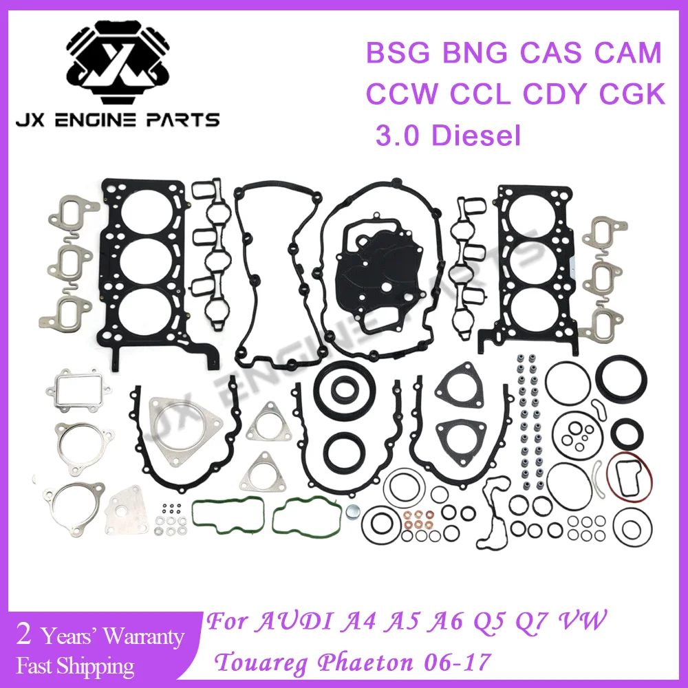 Kit de reconstrução de motor, conjunto de junta de cabeça de cilindro para audi a4 a5 a6 a7 a8 q5 q7 vw phaeton touareg 3.0 3.0l diesel bsg cam cgk cap ccl
