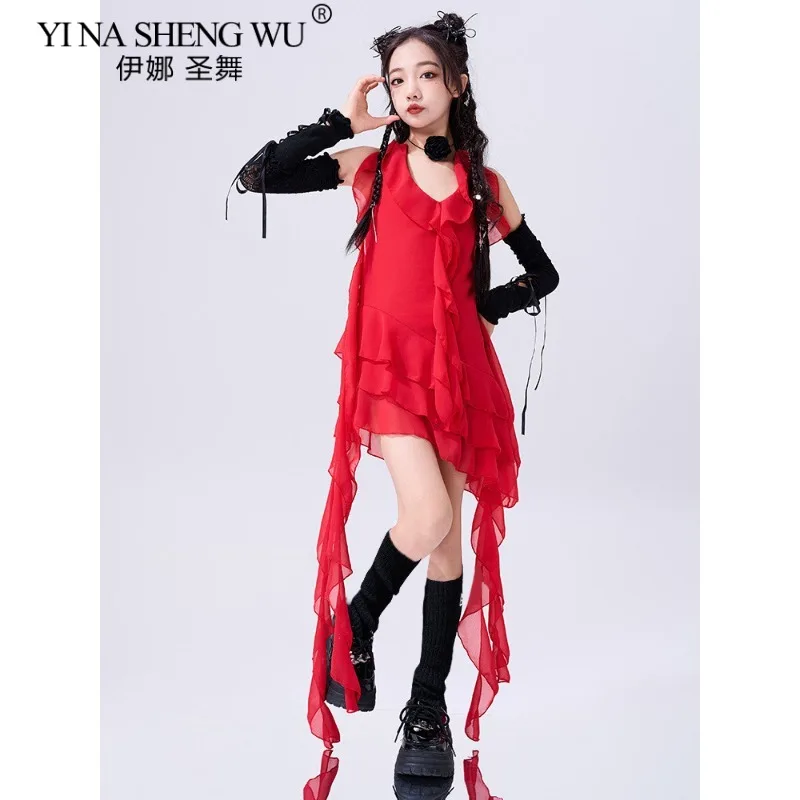 فستان بشريط لرقص الجاز ملابس الشارع الشهير الهيب هوب للفتيات أداء الموسيقى مهرجان المنصة عرض ملابس الحفلات السالسا #4