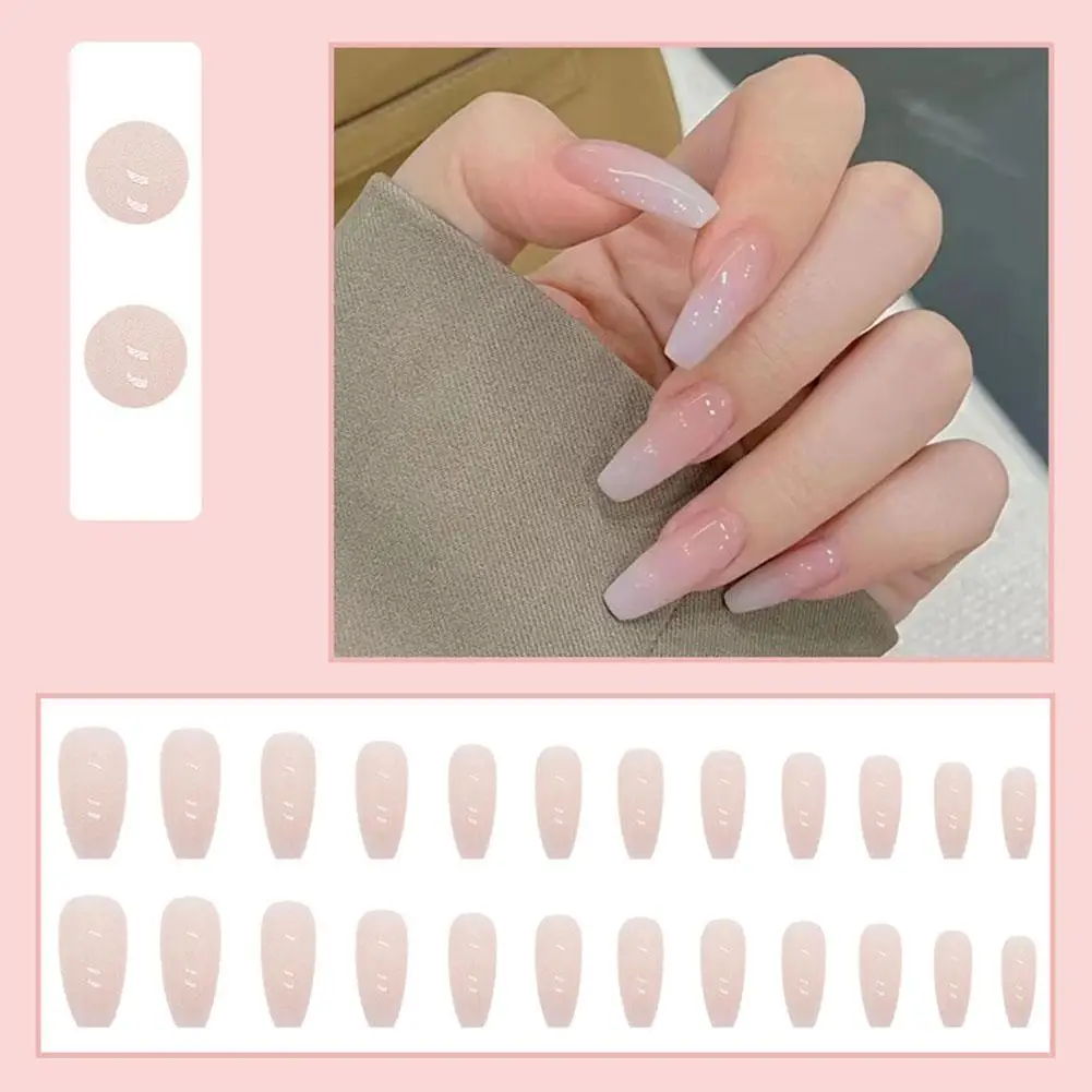 Handmade Press on Nails Super Shiny Powder Gradient Color False Nails Wearable Detchable Almond Fake Nail Tips for Girl T9J9