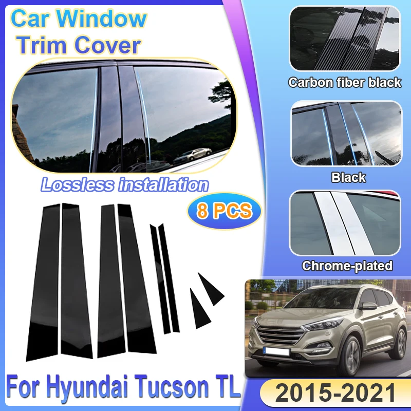 

8PCS For Hyundai Tucson TL MK3 2015~2021 Car Pillar Window Trim Cover Anti-scratch Protection Film Column Sticker Accessories