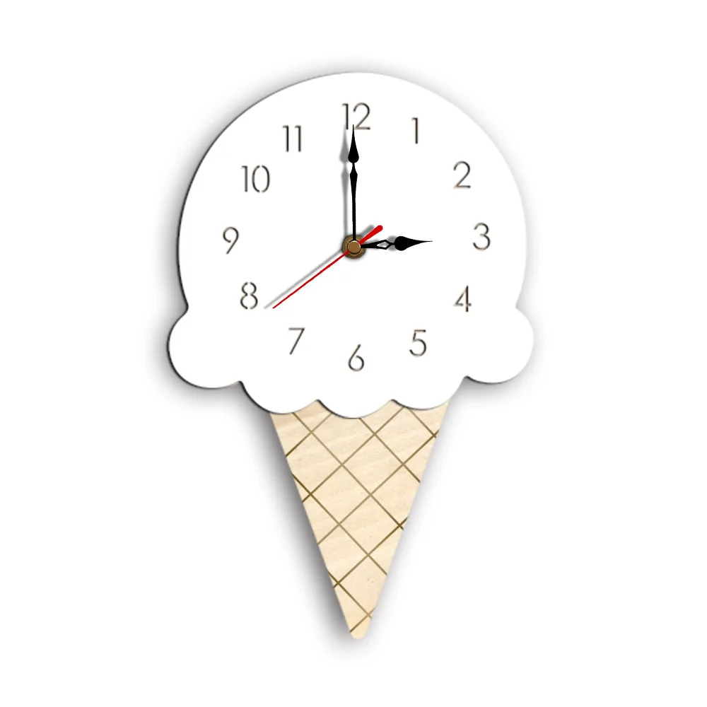 Nordic Ice Cream Wall Clocks Cartoon Mute Watch Wall Home Decor Kids Room Wall Decoration Cute Ornament Baby