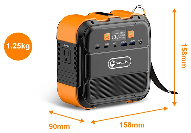 Flashfish A101: mini stazione di alimentazione portatile – potenza massima di 240 W, power bank con connettore di tipo C, luce a LED (2 modalità); alimentatore portatile per campeggio all’aperto,