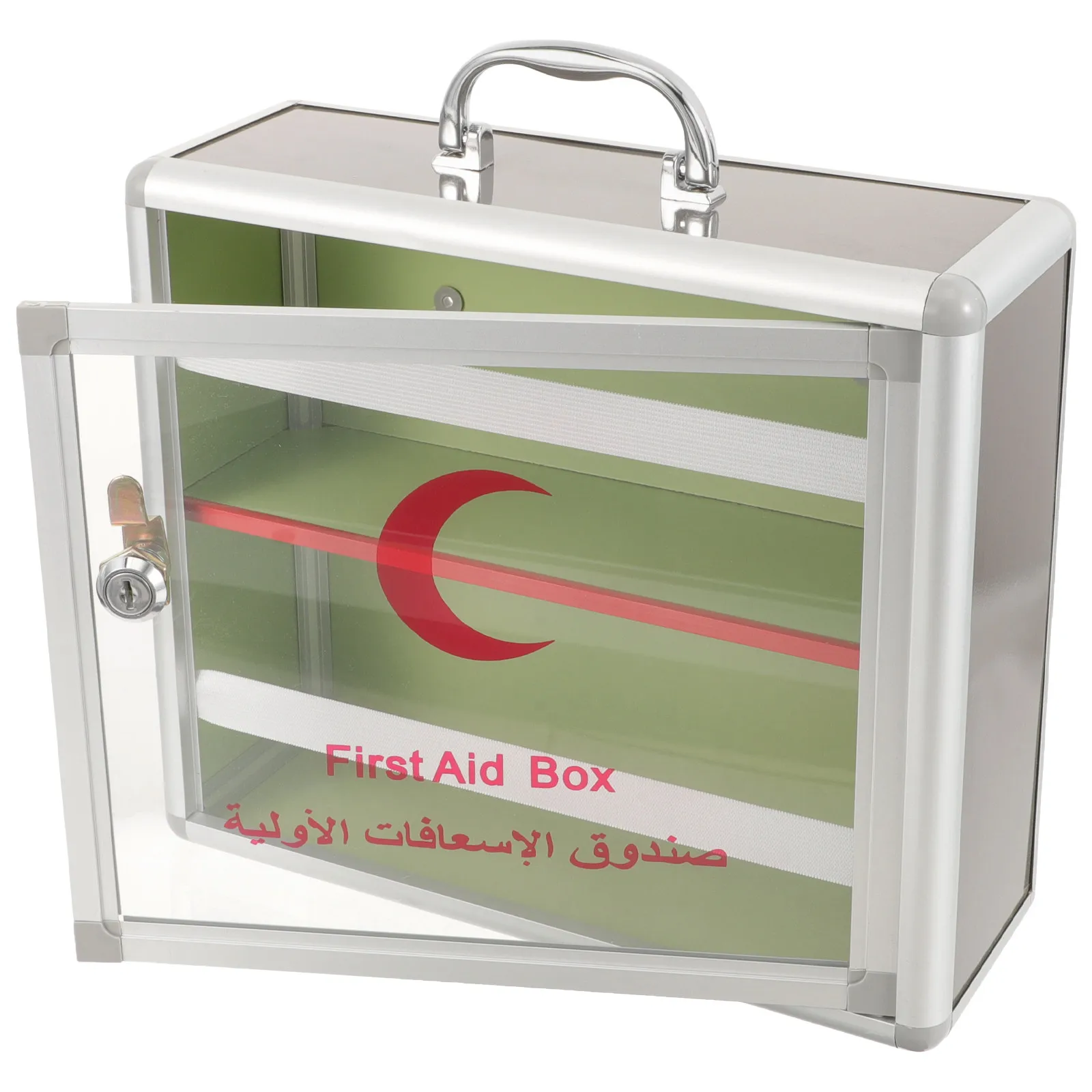 Emergency Medicine Box Aluminum Alloy Large Capacity Ergonomic Handle Portable Lockable Storage Case for Home Office