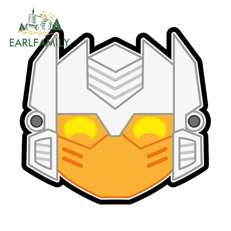 EARLFAMILY 13cm x 12.1cm for Brainstorm Chibi Car Stickers Cartoon Robot Mecha Sunscreen Decals JDM Accessories Vinyl Decor