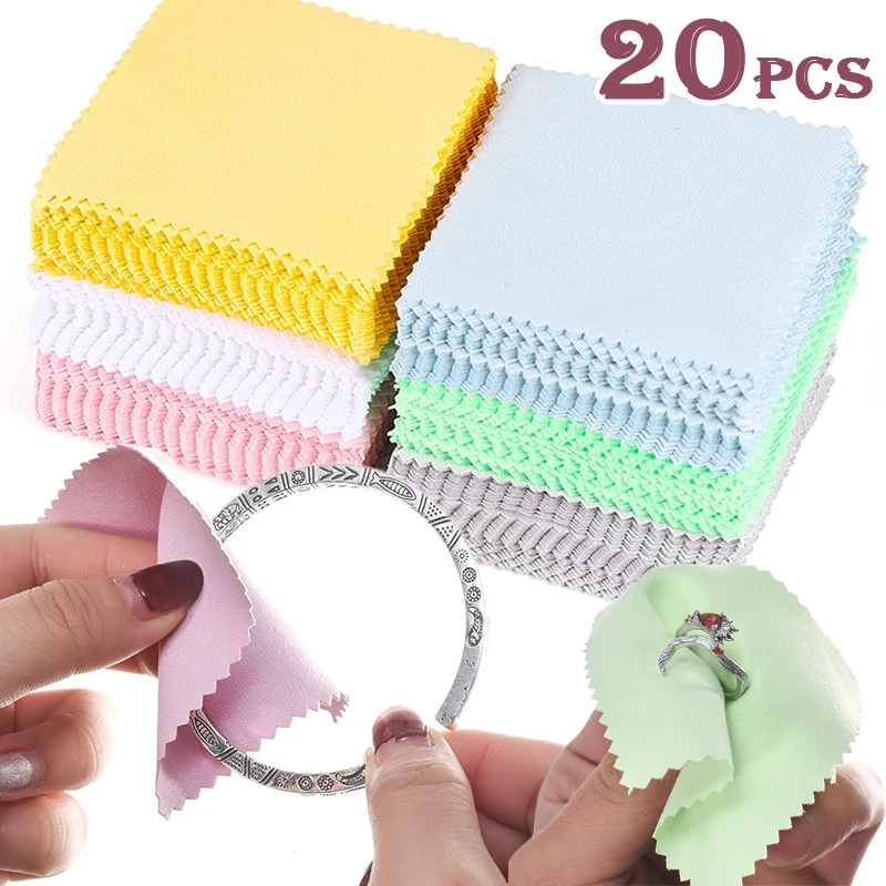 1-20pcs Silver Gold Polish Cloth Cleaner Wipe for Metal Jewelry Shiny Tool Glasses Ring Bracelet Cleaning Polishing Soft Clothes