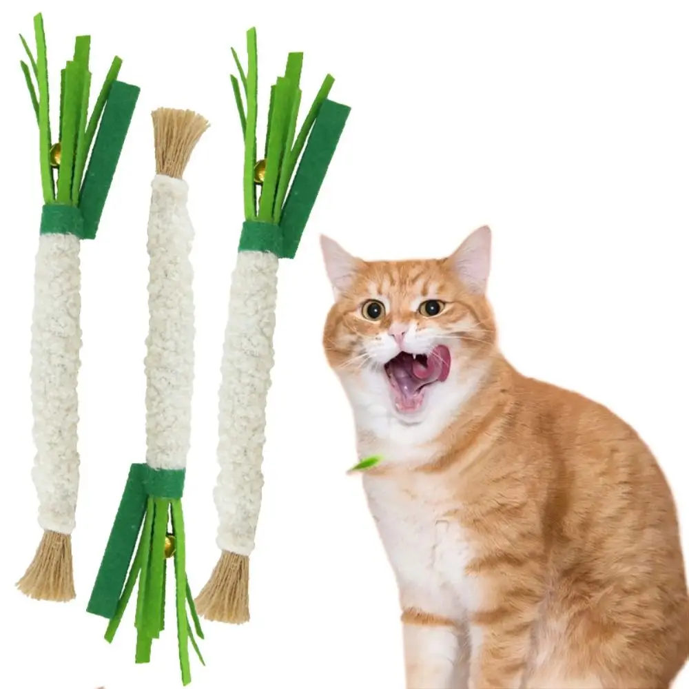 

5PCS Felt Scallion Cat Toy Realistic Bite Resistant Simulated Vegetable Toy Funny Green Cat Teasing Toys Living Room