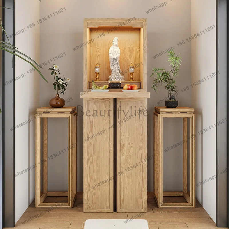 Black walnut new Chinese shrine vertical cabinet modern household shrine God of Wealth offering Taiwan Bodhisattva Guanyin