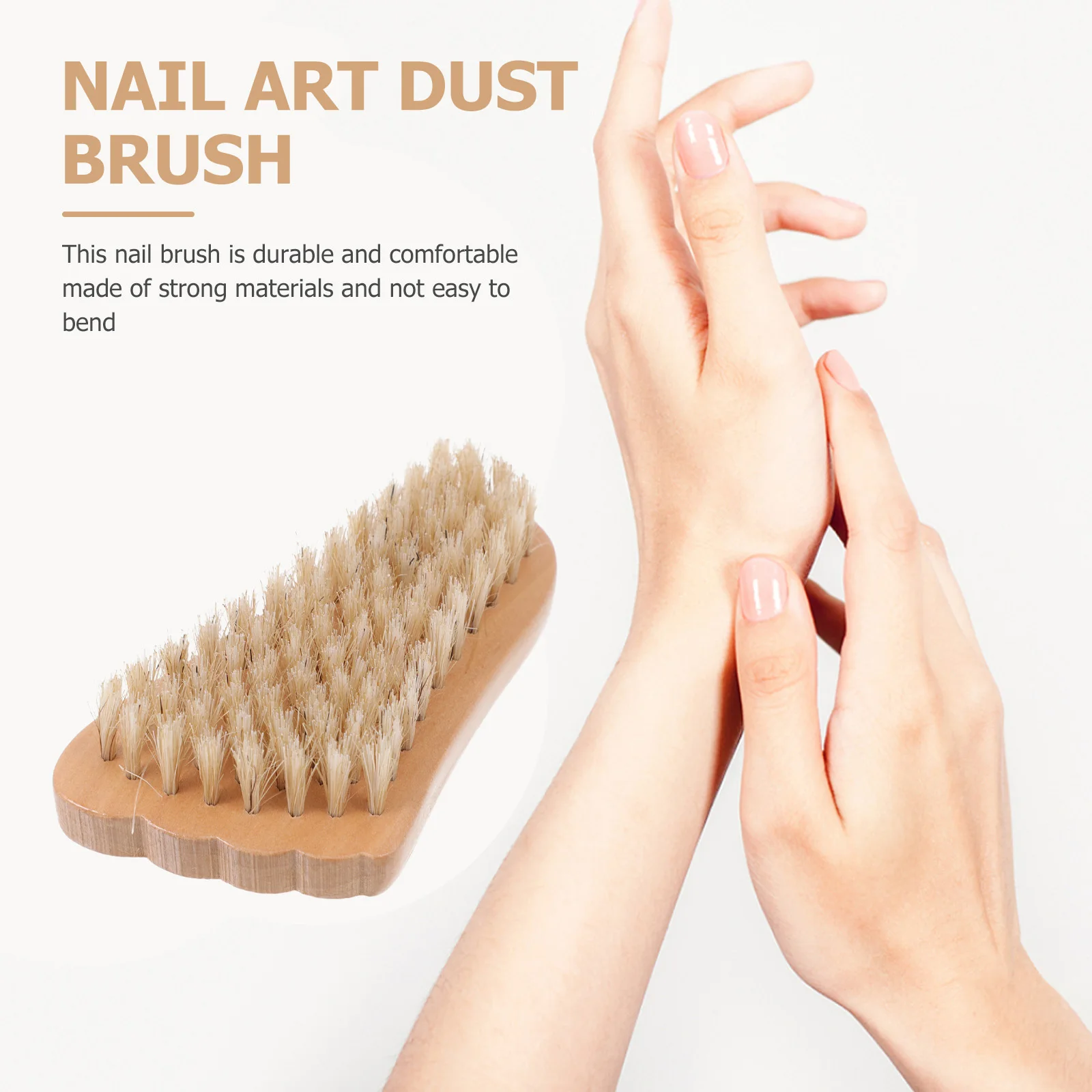 

1Pcs Nail Cleaning Brush Premium Wood Bristle Material Manicure Pedicure Tool Small Lightweight for Palm Sole Care Wood Color
