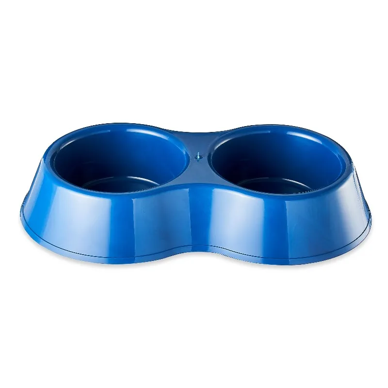 (2 pack) Medium 6.25-Cup Double Diner Pet Bowl, Blue