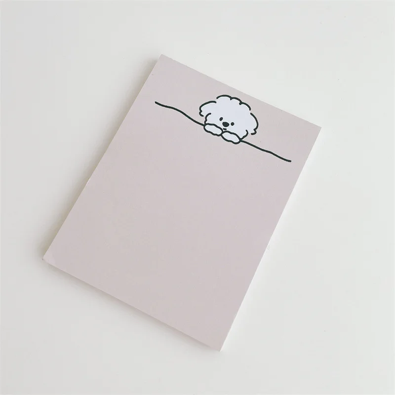 Curly Puppy Cute Memo Pad, Mini Notepad, Papel de Mensagem, Papelaria Escolar, Fofo, Estilo simples, Decorativo, Menina, Papel, Ins, 50 Folhas