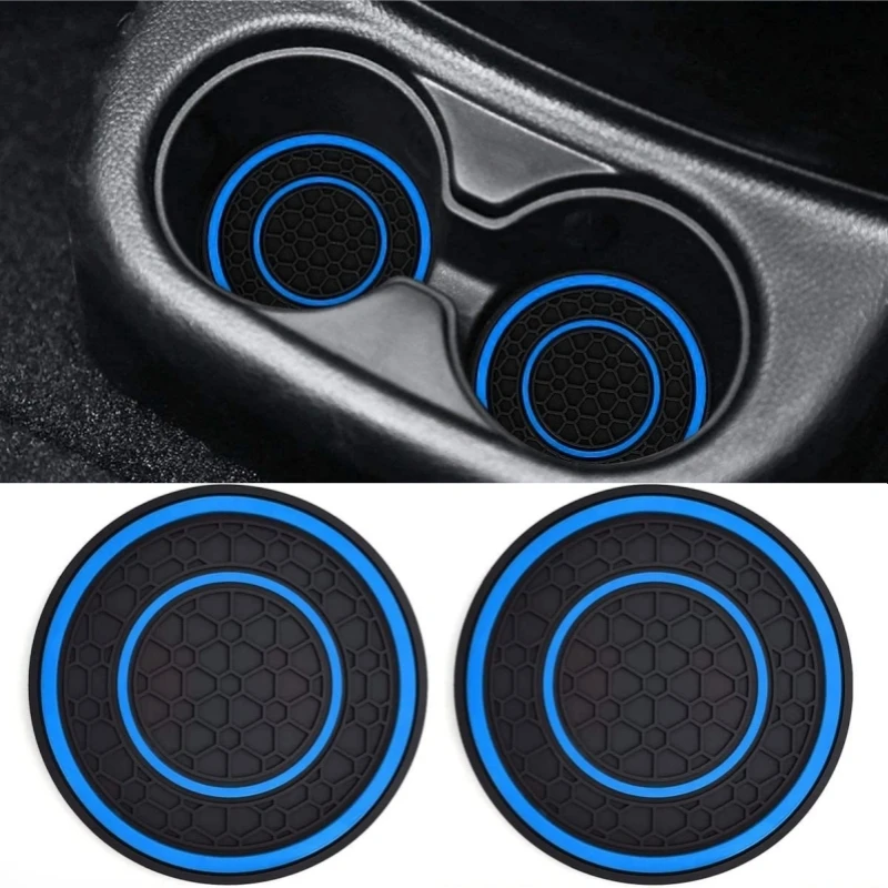 2pcs Double Circle Universal Car Cup Holder Coasters - Non-Slip and Anti-dust Insert Auto Car Cup Mat Car Interior Accessories