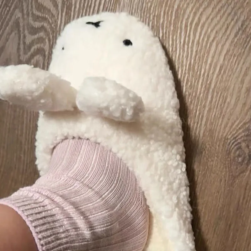 Kawaii أنيمي الكرتون جديد ميفي أرنب نعال من القطن لطيف الخريف الشتاء داخلي دافئ أفخم لينة أسفل النعال للفتيات هدية