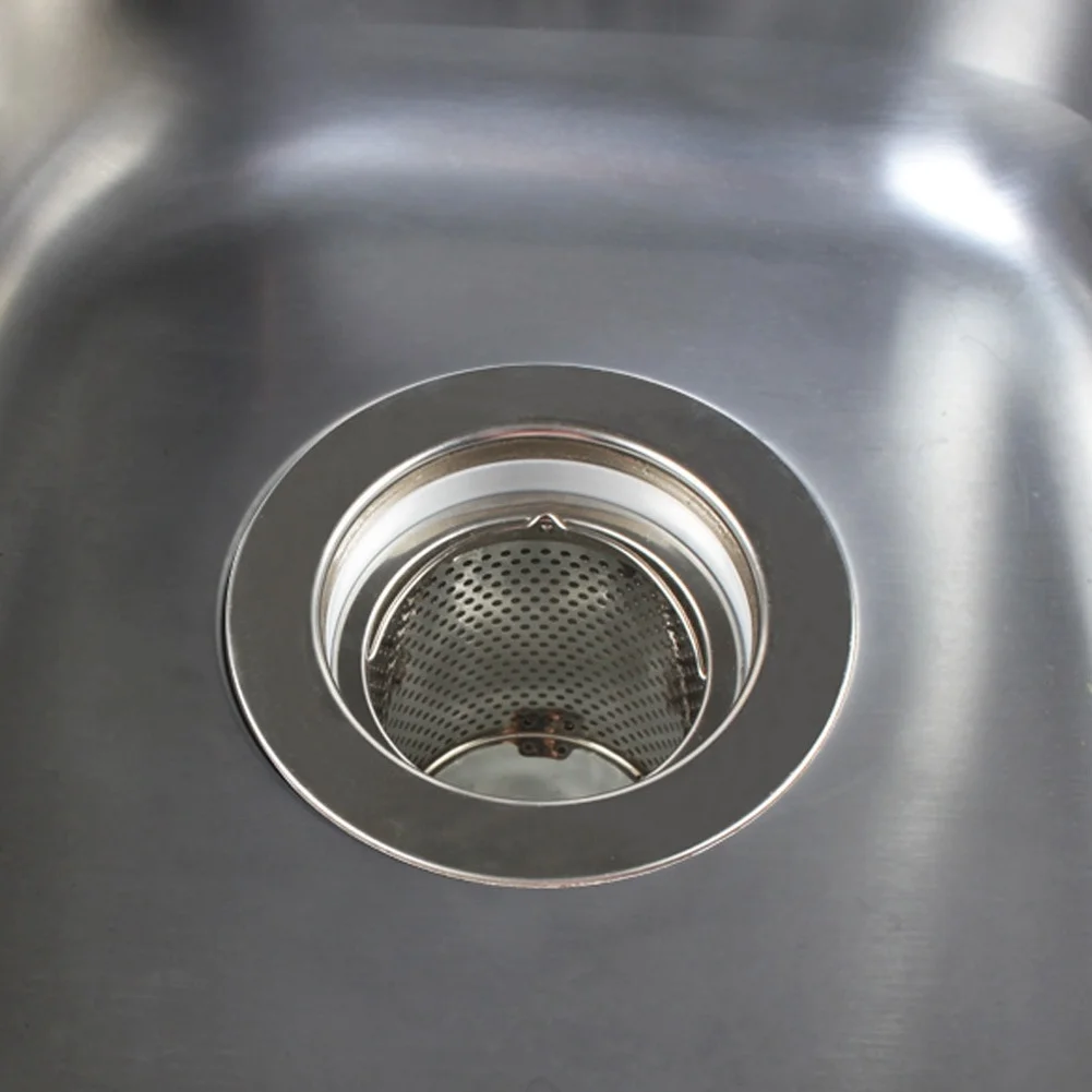 Stainless Steel Sink Strainer 126mm Height 77.5mm Top Diameter SUS304 Dense Mesh Basket for Home Kitchen Drainage