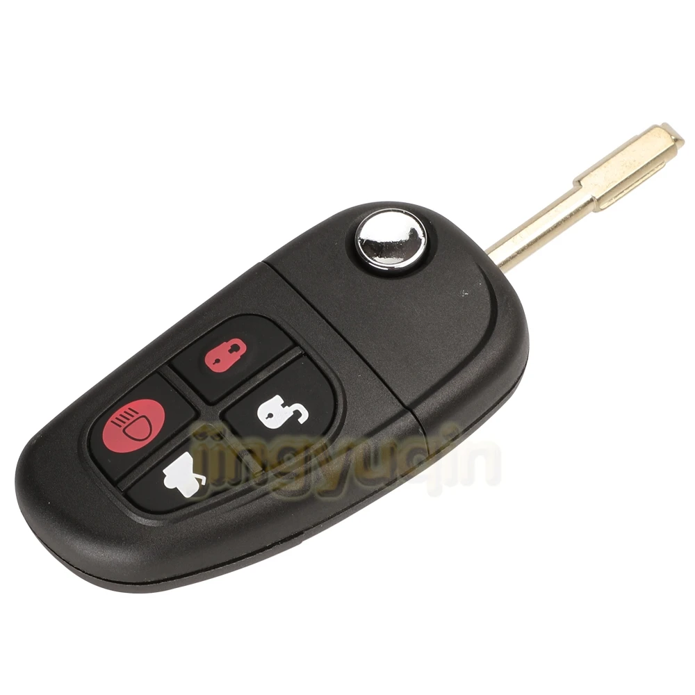 Jingyuqin Flip Remote Car Key Fob Shell For Jaguar X-Type S-Type 1999-2009 XJ XJR 2002-2008 4 Buttons