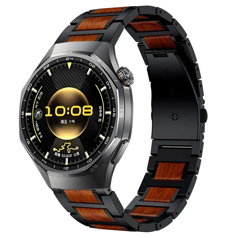 22 مللي متر 20 مللي متر حزام خشب الورد المعدني لساعة هواوي 5 GT6-5-4 Pro 46 مللي متر شريط خشبي مريح لـ Amazfit Balance 2/Bip 6-5/GTS 4-3