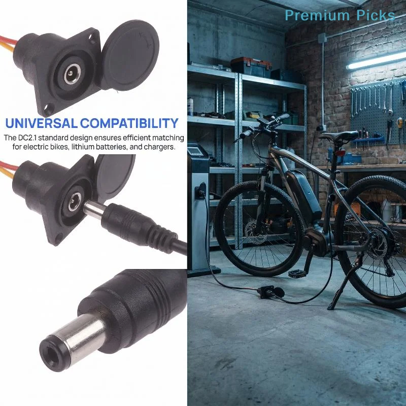 portableRound DC2.1 2.5 Ebike Battery Charger Plug for 36V 48V Li ion Battery Sturdy Fast Installation Accessory for Cyclists