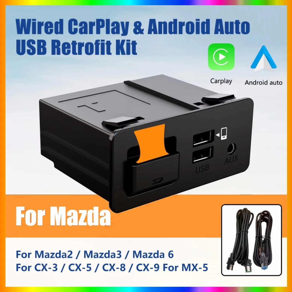 New Upgrade CarPlay Android Auto USB Hub OEM to modify Mazda 3 2 6 CX3 CX5 CX8 CX9 MX5 Original Radio TK78669U0C Carplay Kit