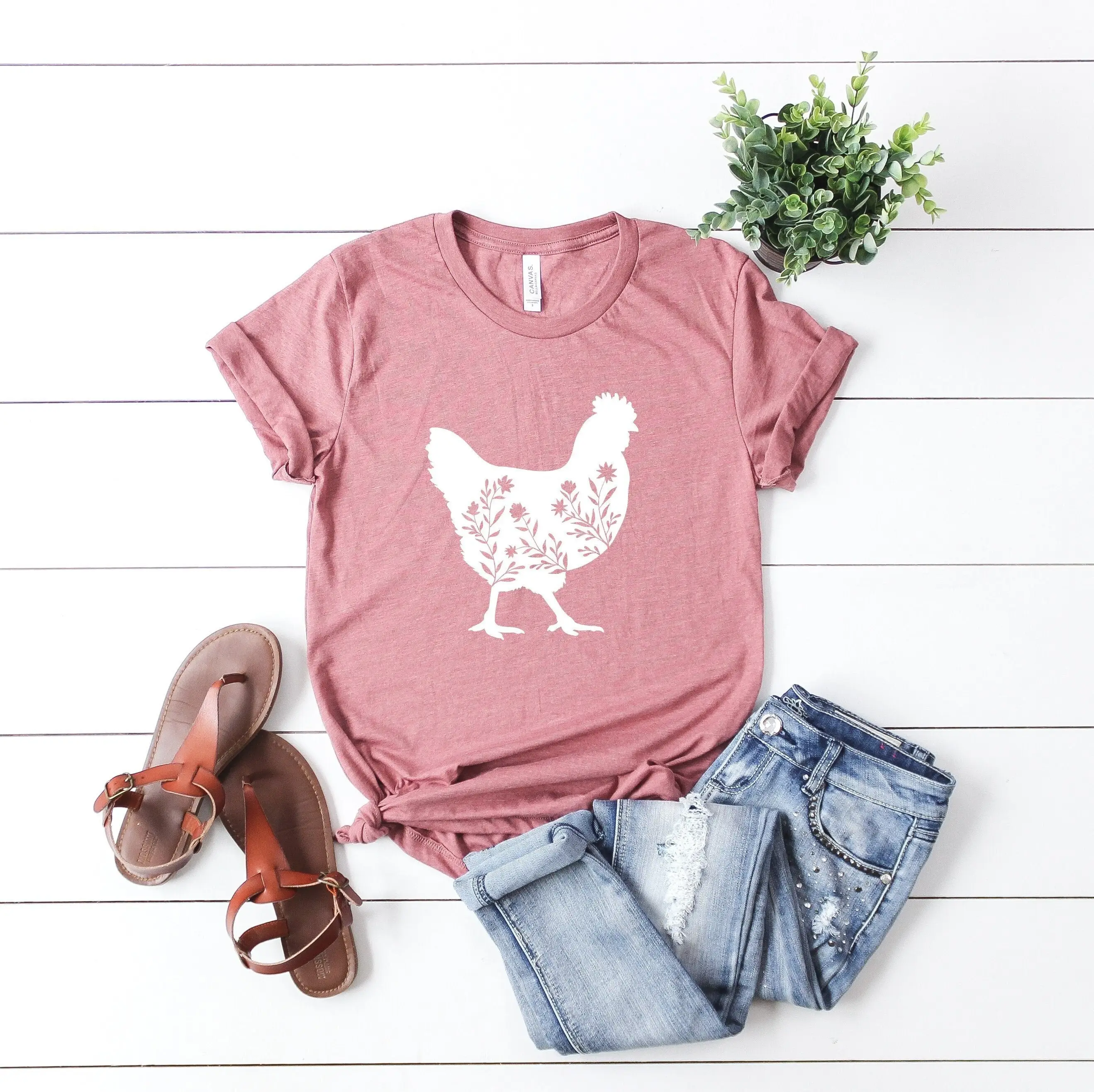 Floral Chicken T Shirt Farm Girl Lover Women's Whisperer