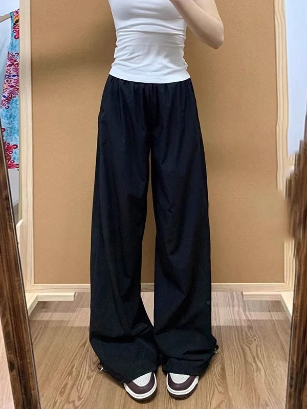 Pantalones Cargo para mujer, ropa de casa semianancho de lona azul marino para las cuatro estaciones, cómoda salón, capas de leopardo, usable, a juego, suave, de gran tamaño