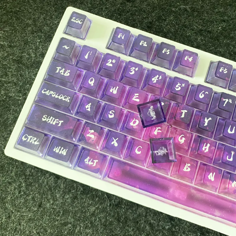 

119 Key Cherry Profile Keycaps Translucent Shine Through Iridescent Mist Design PC Material for Mechanical Keyboard