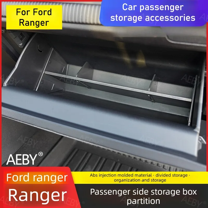 For Ford Ranger 2022-2026 Passenger storage box partition,Insert tray divider compartments,storage storage compartment