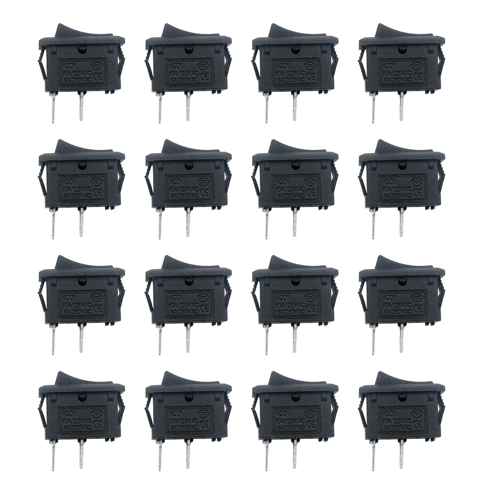 5/10 sztuk KCD1-101 AC 6A 250V 2 Pin ON/OFF I/O SPST Snap in Mini czarny przycisk przełącznik kołyskowy łodzi 15*21MM