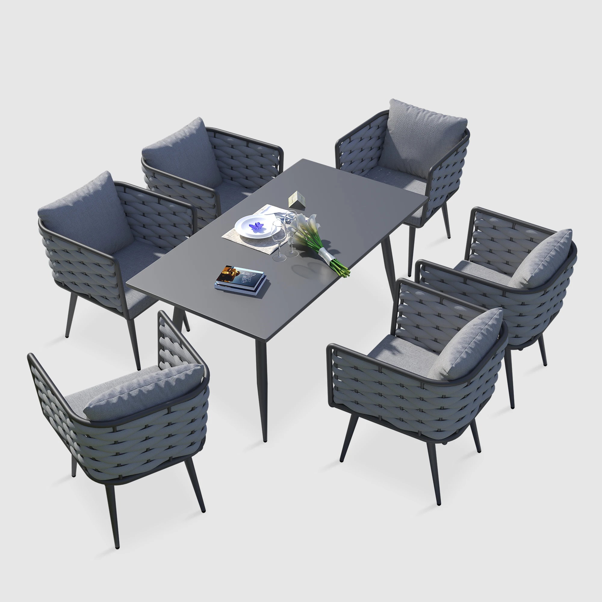 

Fulin Wholesale Modern Design Outdoor Furniture Rope Patio Garden Dining Set Chair