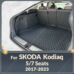Auto Full Coverage Trunk Mat For SKODA Kodiaq 5/7 Seats 2017-2023 22 21 20 19  Car Boot Cover Pad Interior Protector Accessories