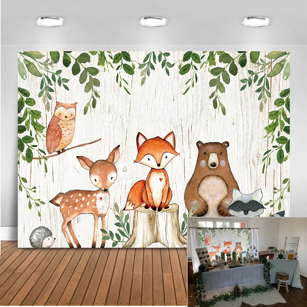 Fondos de fotografía de vida silvestre, papel tapiz fotográfico para Baby Shower, decoración de fiesta de cumpleaños, fondo de estudio de fotografía de oso zorro