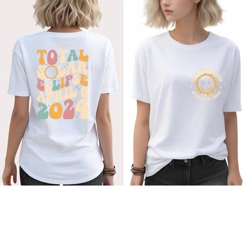 Solar Eclipse 2024 Shirt, April 8th 2024 Shirt Eclipse Event 2024 White Shirt