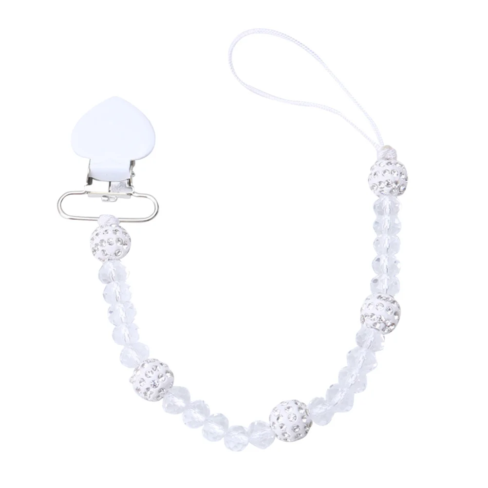 Pacifier Chain Infant Clips White Hollow Beads Beaded Baby Soother Holder Universal Pacifier Strap Teething Clips
