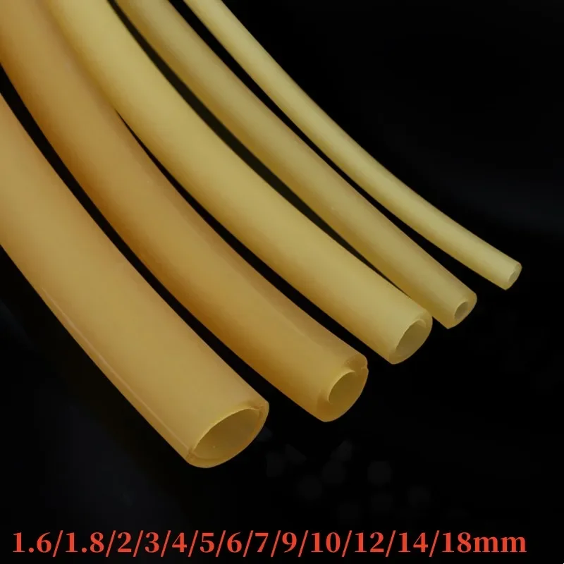 1/5M ID 1.8 2 3 4 5 6 9 10 12mm Yellow Nature Latex Rubber Hoses High Resilient Elastic Surgical Medical Tube Slingshot Catapult