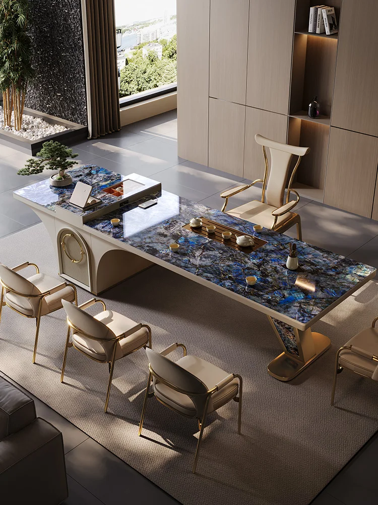 

Light luxury high-end tea table master chair modern simple leather chief chair villa office tea table chair