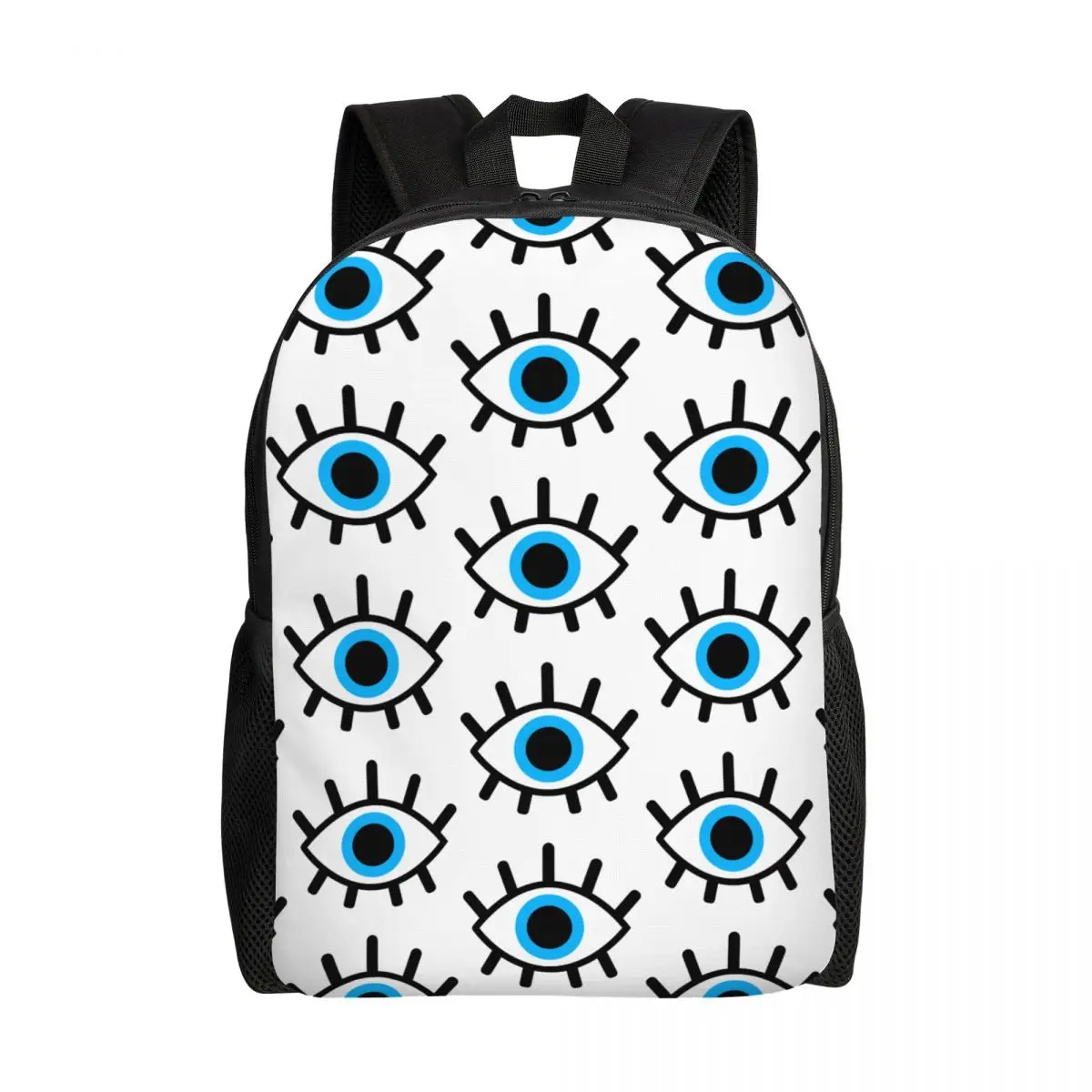 

Customized Magic Eyes Charm Backpacks Women Men Basic Bookbag for College School Black Evil Eye Amulet Boho Pattern Bags