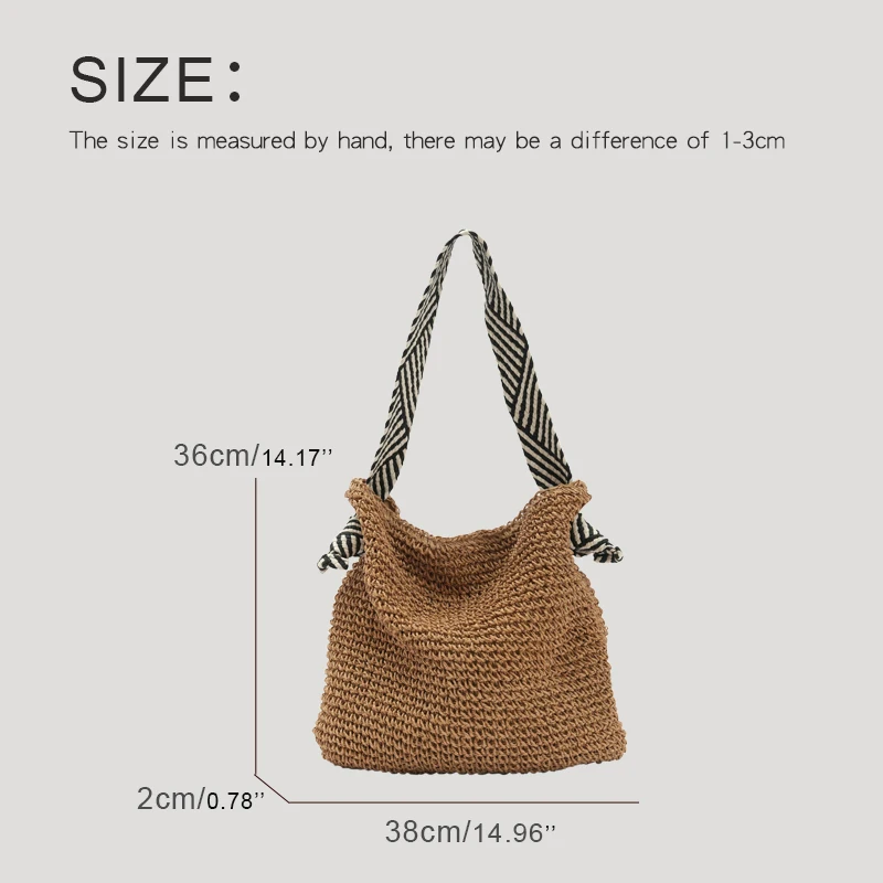 Bohemian Beach Bags For Women Luxury Designer Handbags Purses 2024 New In Papyrus Woven Striped Wide Straps Slim Straw Shoulder