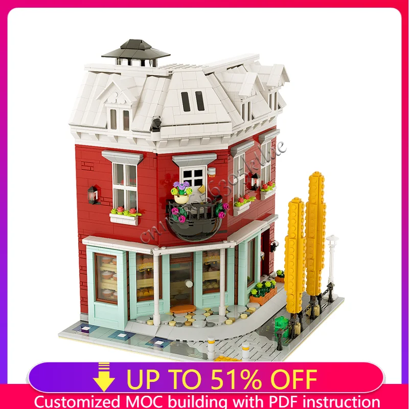 

2685 PCS Corner Bakery Building Blocks Urban Street View Architectural Scene Model Educational DIY Assembly Toys For Kids Gift